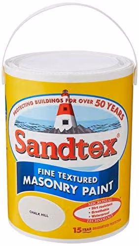 Sandtex Fine Textured Masonry Paint in Chalk Hill White, 5 l