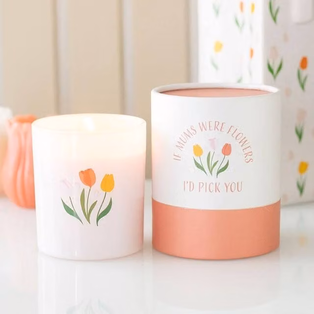 Uniqueful If Mums Were Flowers French Tulip Pink Floral Pillar Candle