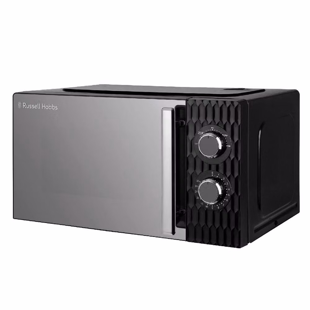 Russell Hobbs Honeycomb Bundle Set including Kettle, 4 Slice Toaster and Microwave in Black – 1