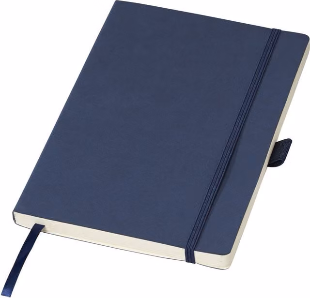 Marksman Revello A5 Lined Notebook in Blue Faux Leather with Elastic Closure and Bookmark