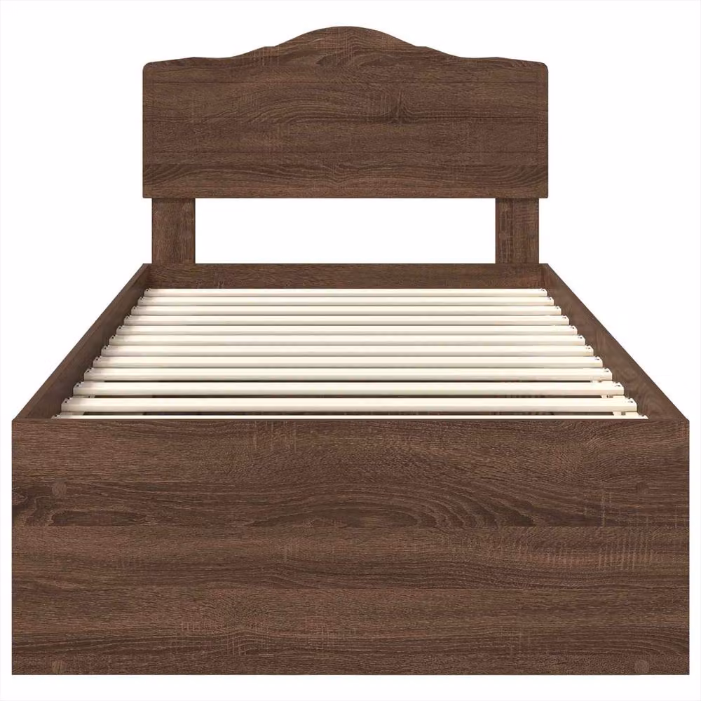 Berkfield Home Modern Bed Frame with Headboard and Drawers in Brown Oak and Solid Pine Wood, W: 75 cm, L: 190 cm – 4