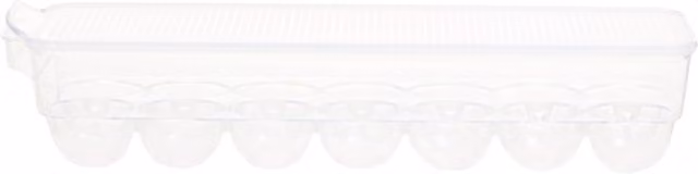 Orsina Stackable 14 Egg Storage Tray with Lid, White and Transparent Plastic, W/D/H: 36.0 x 14.0 x 11.0 cm