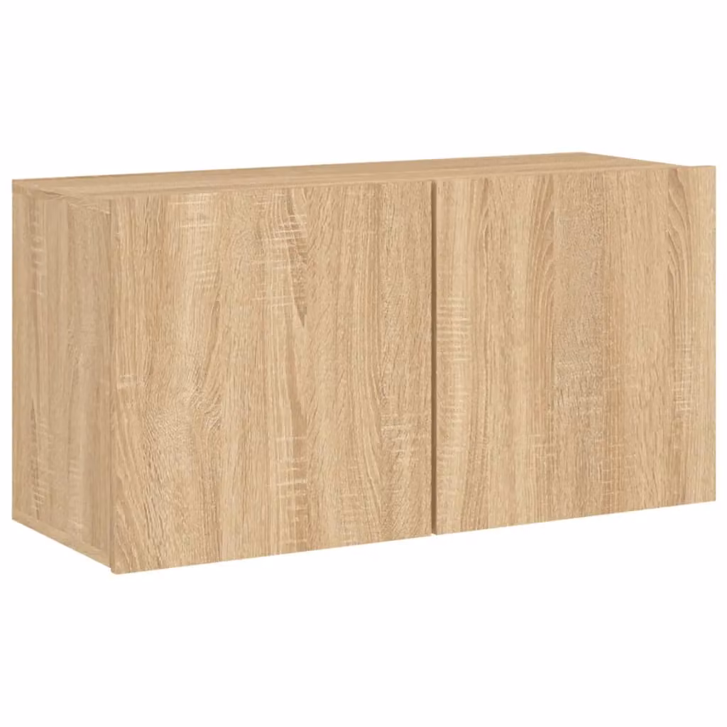 Berkfield Home Wall-mounted Sonoma Oak TV Cabinet in Brown, W/D/H: 80 x 30 x 41 cm – 2