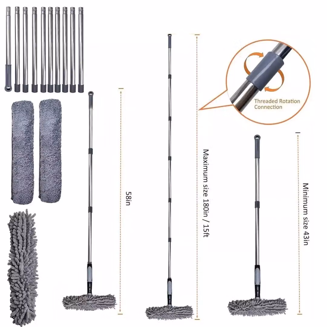 SPETLEK Grey Telescopic Extendable Window Squeegee with Microfibre Head and Scraper – 2