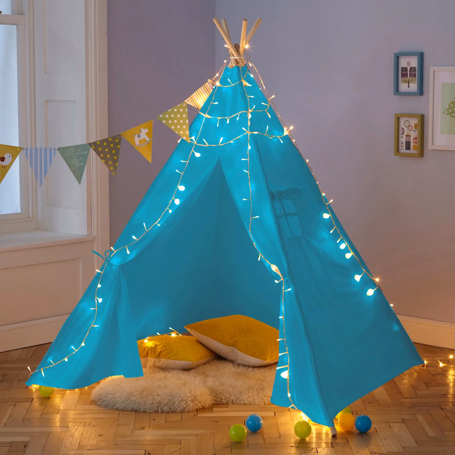 Neo Blue Canvas Kids Indian Teepee Tent – 2