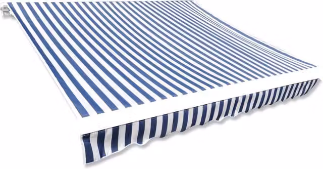 Berkfield Home Blue and White Polyester Awning Sunshade Canvas, W: 500 cm, D: 300 cm