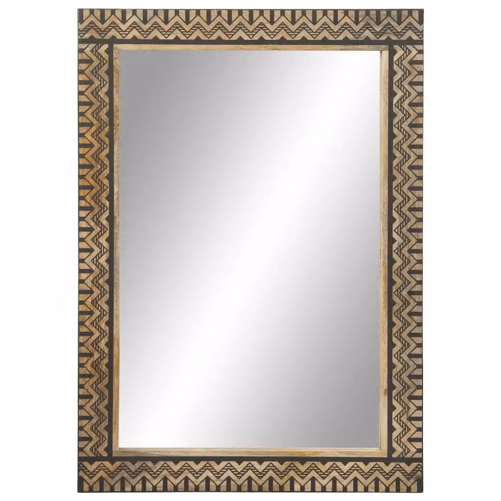 Berkfield Home Rectangular Bathroom Wall Mirror in Brown, Solid Mango Wood and Glass, W: 50 cm, H: 70 cm – 2