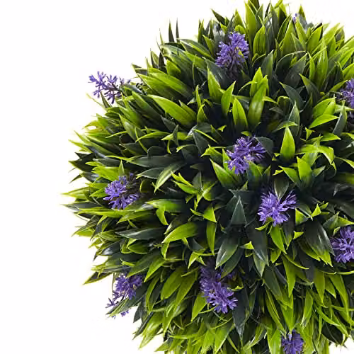 HOMCOM Set of 2 Potted Artificial Lavender Ball Trees in Green, Height: 60 cm – 5