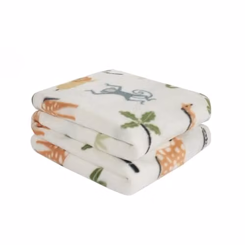 OHS Kids Safari Animal Fleece Throw Blanket, White, W/D/H: 120 x 150 cm – 1