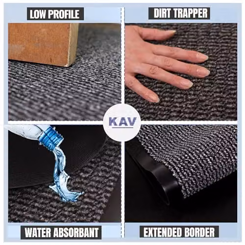 KAV Non-Slip Washable Black Door Mat, W: 60 cm, D: 180 cm – 8