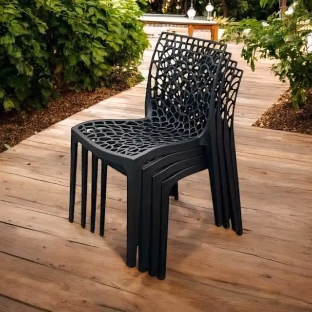 NESTLUNE 4-Piece Black Garden Bistro Chair Set – 1