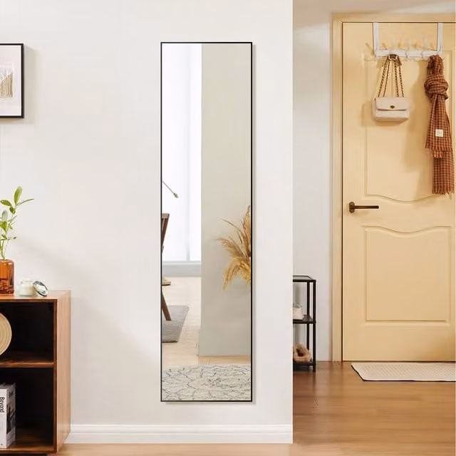 Lifeideas Slim Full Length Wall Mirror with Black Aluminium Frame