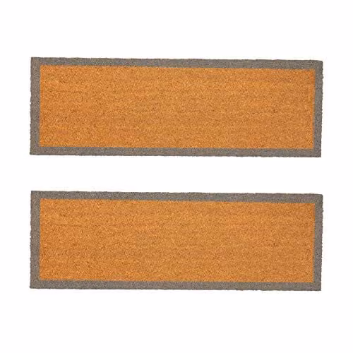 Nicola Spring Coir Double Door Mats with Grey Border, Brown, Pack of 2, W/D: 120 x 40 cm – 1