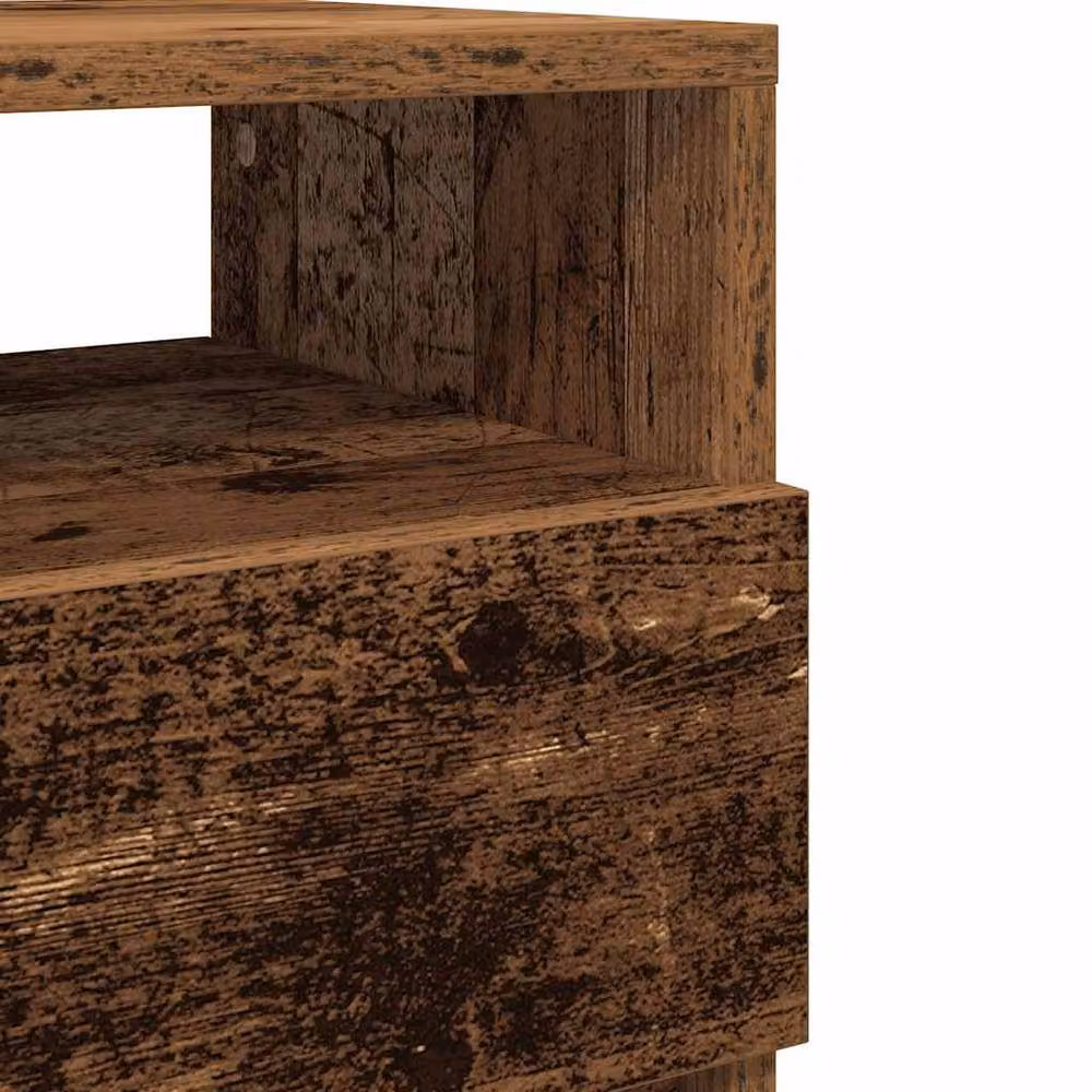 Berkfield Home Set of 2 Durable Bedside Cabinets with 2 Drawers in Brown Old Wood, W/D/H: 40 x 33 x 60 cm – 5