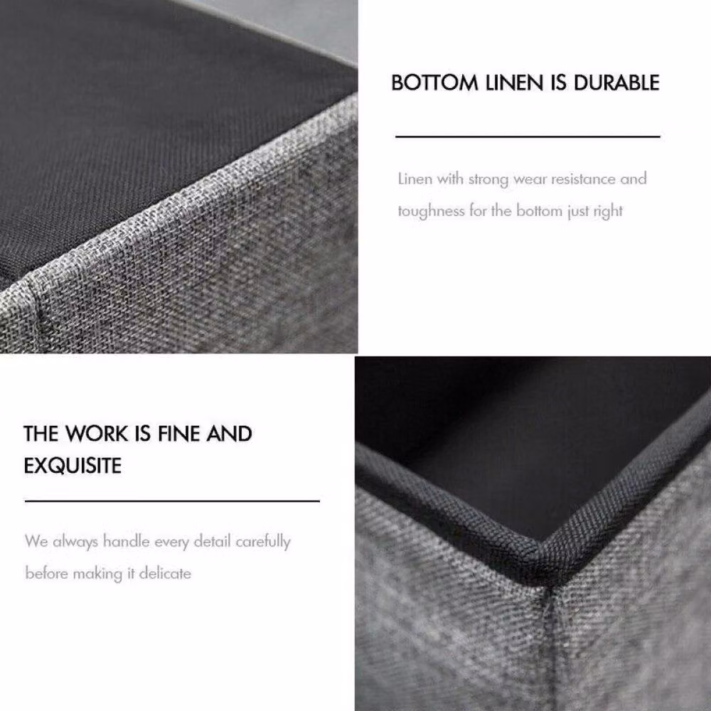 NESTLUNE Grey Folding Ottoman Storage Box W/D/H: 100 x 35 x 15 cm – 2