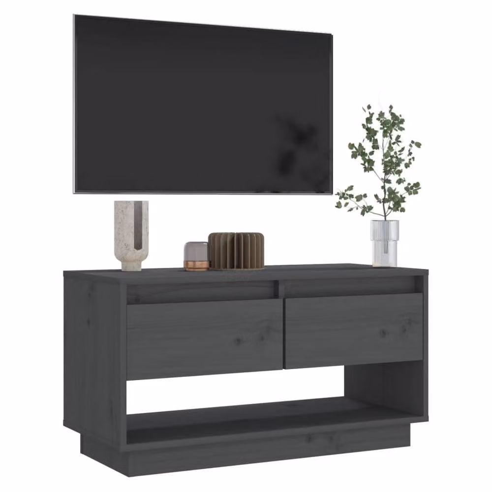 Berkfield Home Grey Solid Wood Pine TV Cabinet W/D/H: 74 x 34 x 40 cm – 5