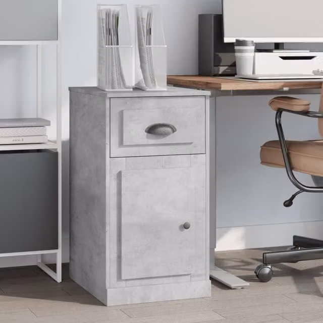 Berkfield Home Side Cabinet with Drawer in Concrete Grey, W/D/H: 40 x 50 x 75 cm