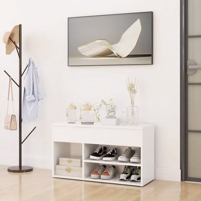 Berkfield Home White Shoe Bench W/D/H: 80 x 30 x 45 cm – 1