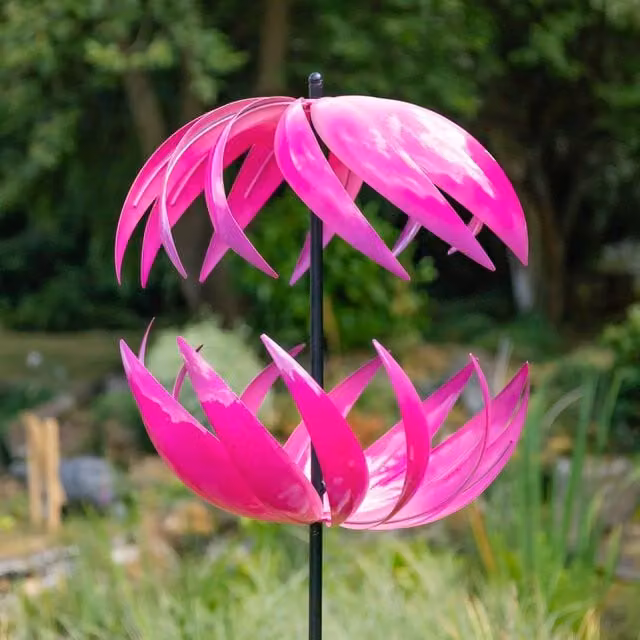 Primrose Pink Geometric Dual Layer Sphere Wind Spinner