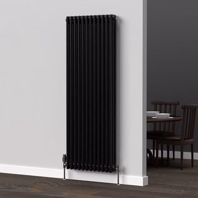 Lux Heat Vertical Coloured Column Radiator in Space Black, H 150 cm x W 56 cm