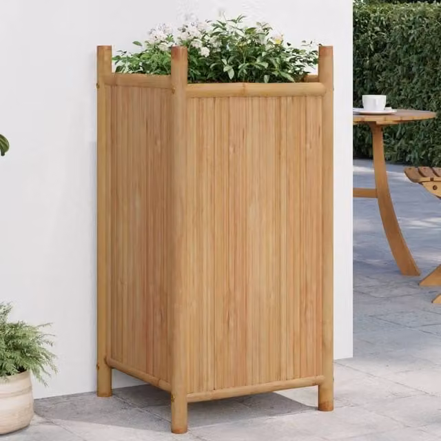 Berkfield Home Brown Wood Planter Tub, W/D/H: 40 x 40 x 80 cm