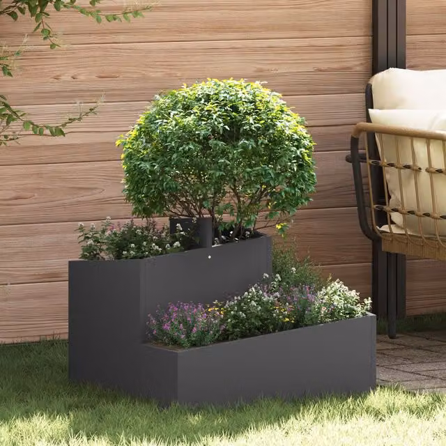 Berkfield Home Medium Plastic Planter Tub in Black