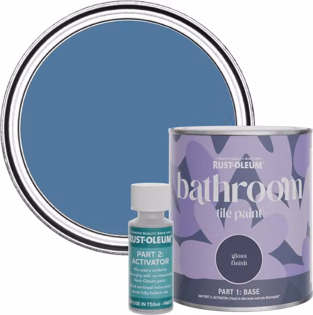 Rust-Oleum Bathroom Tile Paint in Blue Silk Gloss Finish, 0.75 l