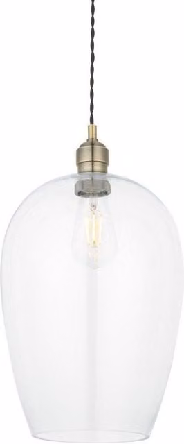 Netlighting LIVORNO Dimmable Single Pendant Ceiling Lamp with Yellow Transparent Glass and Brass or Chrome Finish – 1