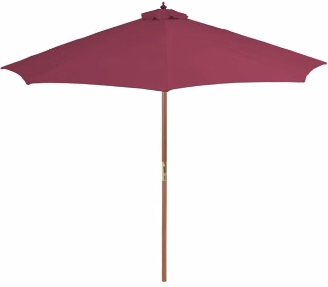 Berkfield Home Outdoor Parasol with Lacquered Wooden Pole, Bordeaux Red, Diameter: 300 cm – 1