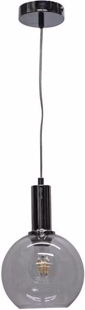 First Choice Lighting Barnum Art Deco Pendant Fitting with Transparent Glass Sphere and Chrome Finish – 1
