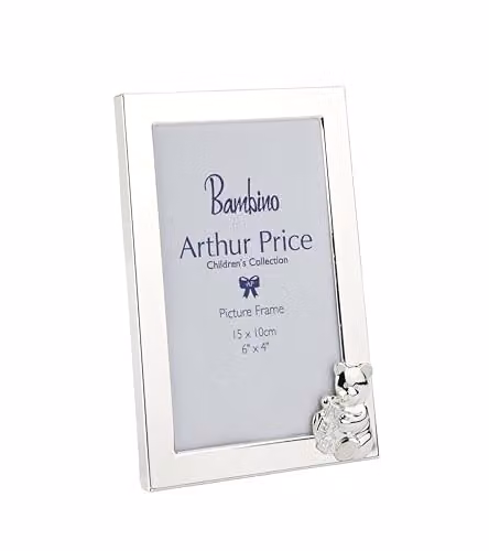 Arthur Price Bambino Teddy Bear Silver Plated Rectangular Single Photo Frame for 10 x 15 cm Photos
