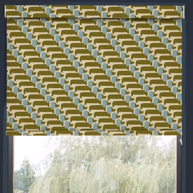 Orla Kiely Dog Show Translucent Made to Measure Roller Blind in Seagrass