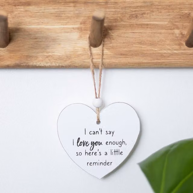 Kingsbury Gifts Small White Hanging Heart Wall Plaque
