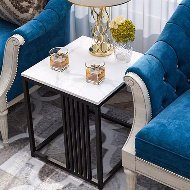 EONLION White Ceramic Marble Coffee Table with Square Matt Top