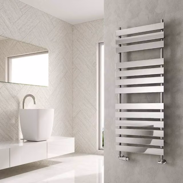 Bathroom Kingdom Trento Designer Flat Panel Heated Towel Rail, Silver, H 95.0 cm x W 50.0 cm – 2