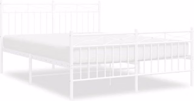 Berkfield Home Metal Bed Frame with Headboard and Footboard in White, W/D/H: 140 x 190 cm – 1
