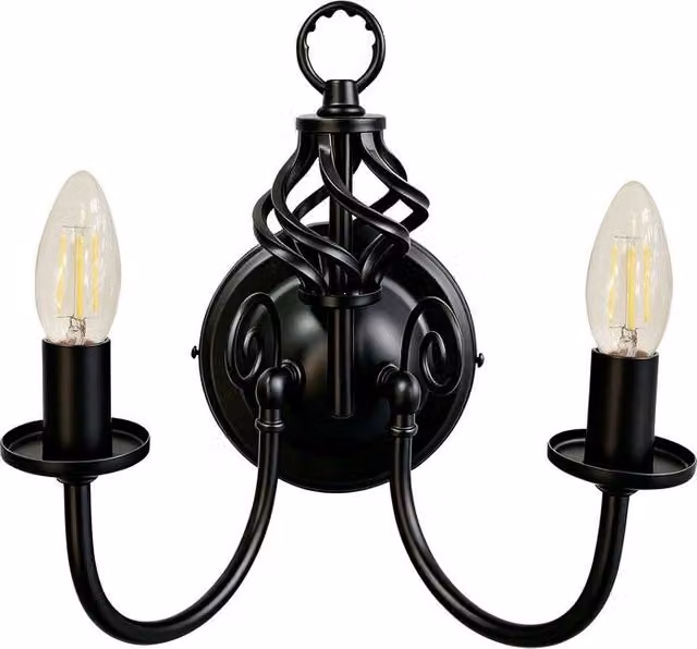 First Choice Lighting Barley Twist Black LED Wall Light