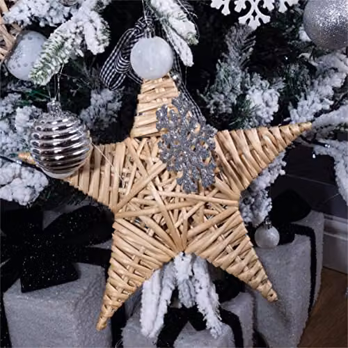 Netagon Rustic Natural Wicker Christmas Star in Beige – 4