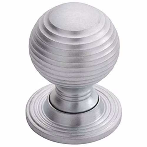 Loops Textured Reeded Ball Cupboard Door Knob in Brushed Chrome, 40mm Dia