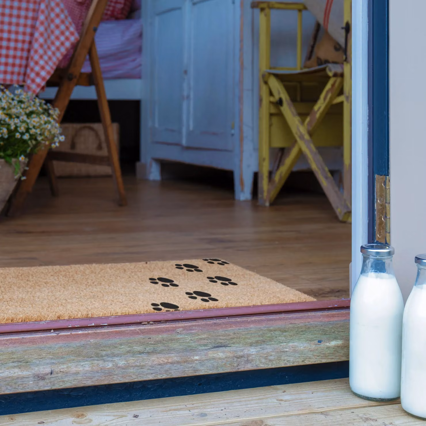 Artsy Mats Paw Prints Patio Doormat in Beige, W/D/H: 120 x 40 x 1 cm – 3