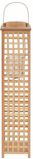 Berkfield Home Hanging Bamboo Candle Lantern Holder in Natural Beige