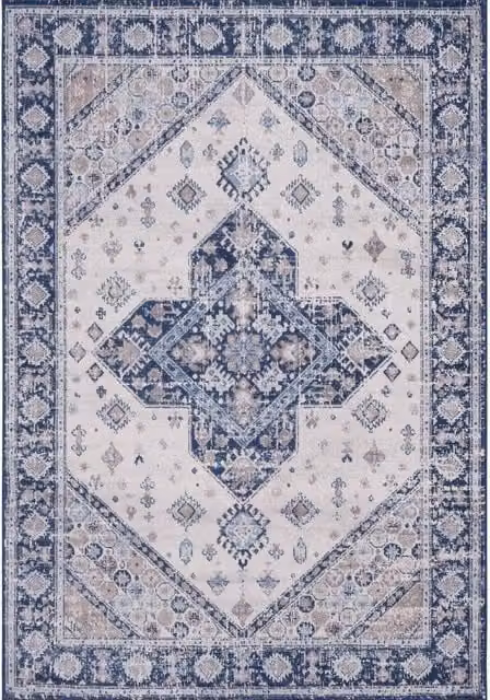 THE RUGS Montana Medallion Vintage Area Rug in Navy, Blue, Beige and Brown, W: 200 cm, D: 290 cm – 1