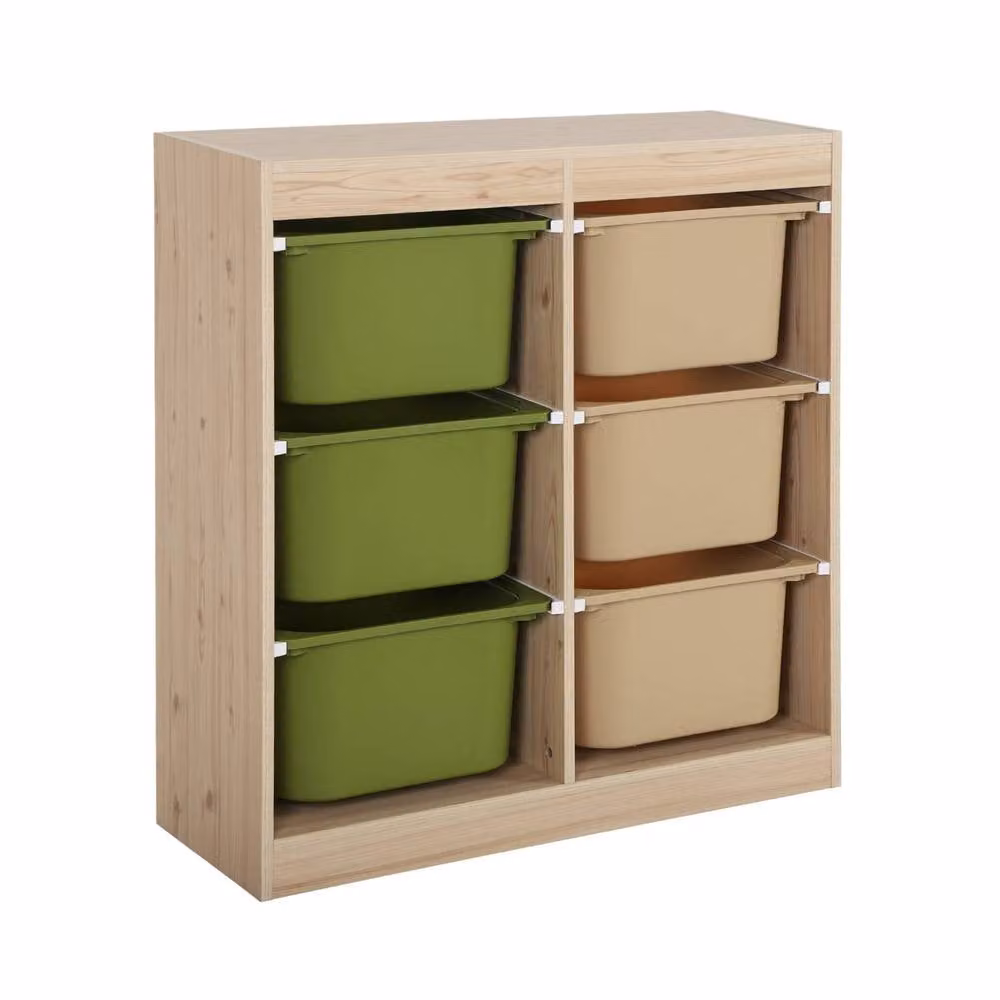 Sweek Childrens Storage Unit with 6 Multicolour Bins, Dark Green, W/D/H: 89.0 x 30.0 x 30.0 cm – 2