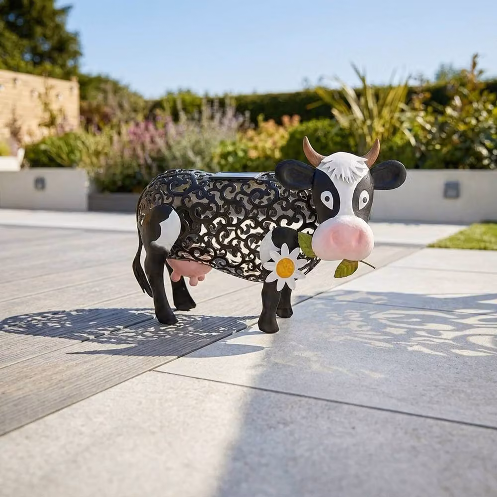 Garden Greatness Daisy Cow Silhouette Solar Garden Light in White and Multicolour – 4