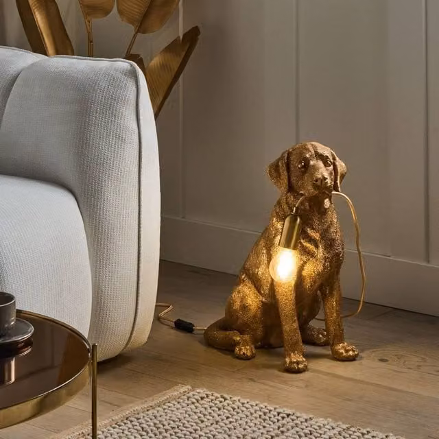Wyld and Coco Gold Dog Polyresin Table Lamp – 1