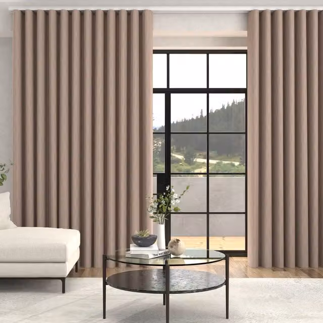 Terrys Nia Woven Stripe Made To Measure Blackout Eyelet Curtains in Rosewood