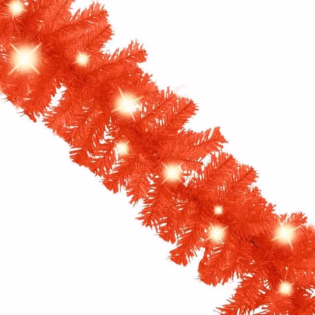 Berkfield Home Cosy Christmas Garland with LED Lights, Red, 5 m