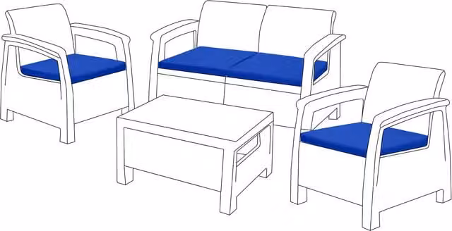 Keter 4 Piece Rattan Garden Furniture Replacement Cushion Set in Blue