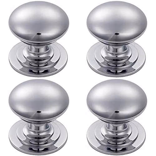 Loops 4 Pack Victorian Round Cupboard Door Knobs in Polished Chrome