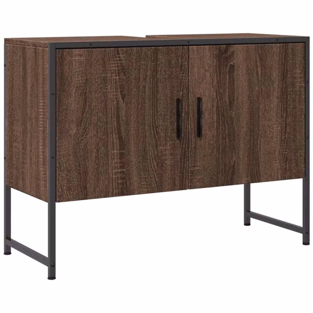 Berkfield Home Brown Oak Wall Mounted Bathroom Sink Cabinet W/D/H: 80 x 33 x 60 cm – 1